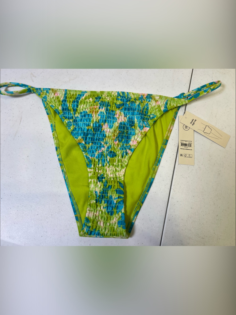 NOBO Lime & Teal Floral Side-Tie Bikini Bottom
